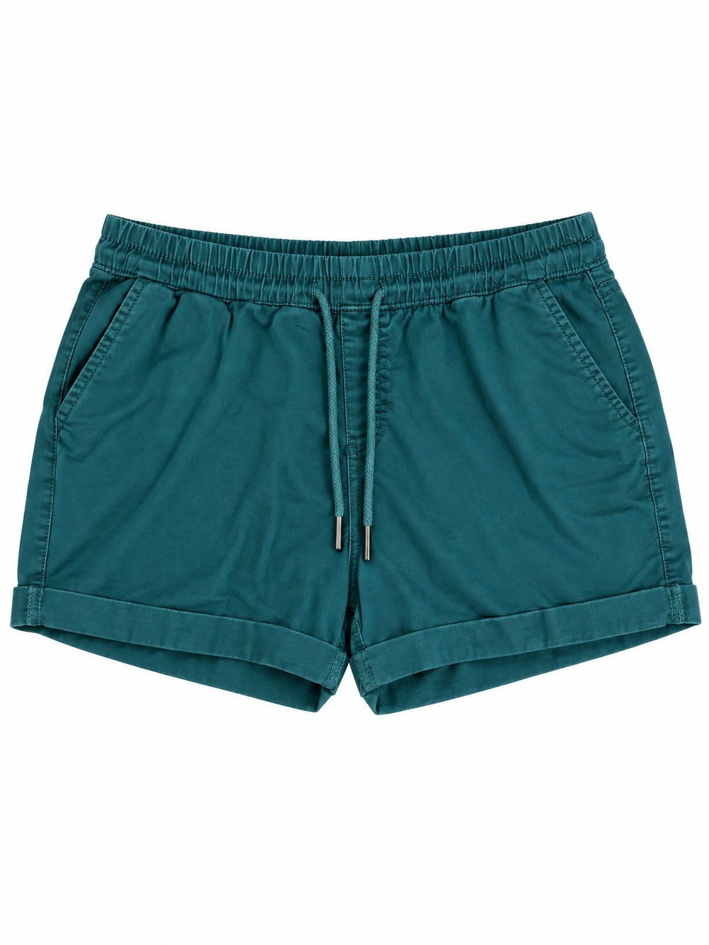 Time and Tru Teal Green Pull-On Cuffed Shorts – Women’s L (12–14)